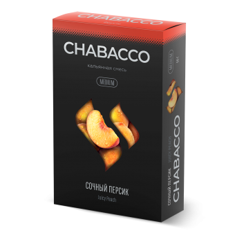 Chabacco - Juicy Peach (Сочный Персик) - Сладкий фруктовый вкус сочного персика переходящий в нотки персикового холодного чая Medium 50 г. Смесь для кальяна купить в Минске