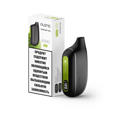 Одноразовый вейп PLONQ 8000 - Зелёное яблоко (Зеленый сад)